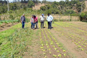 O vice-prefeito Carlos Vasconcelos e integrantes da equipe visitaram os produtores rurais 
