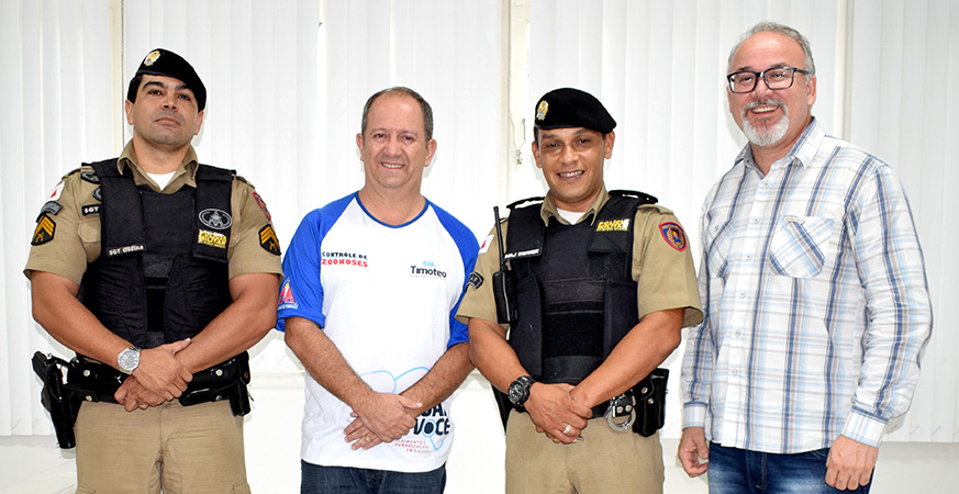O Major Werner Pereira com o Sargento Oseias de Paula foram recebidos pelo prefeito Dr. Geraldo Hilário e Secretário de Fazenda Teko Teixeira